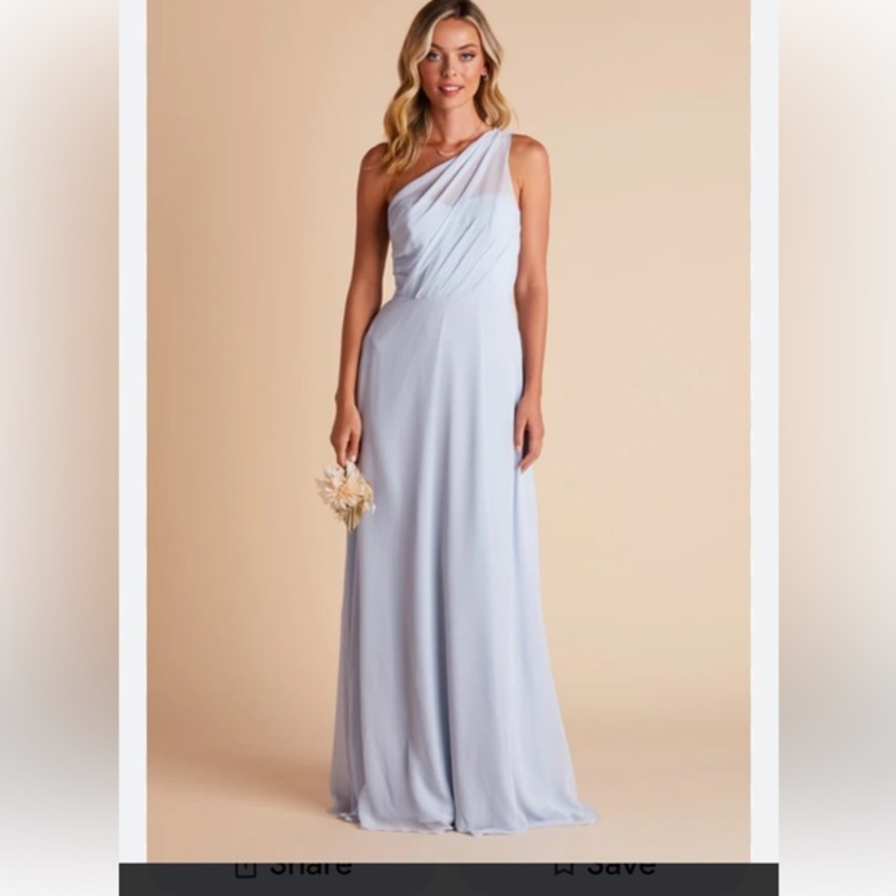 Birdy Grey Light Blue One-Shoulder Maxi Dress